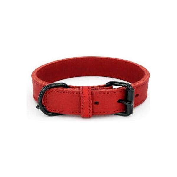 Halsband vetleer - Dubbel gestikt - Rood - Diverse afmetingen