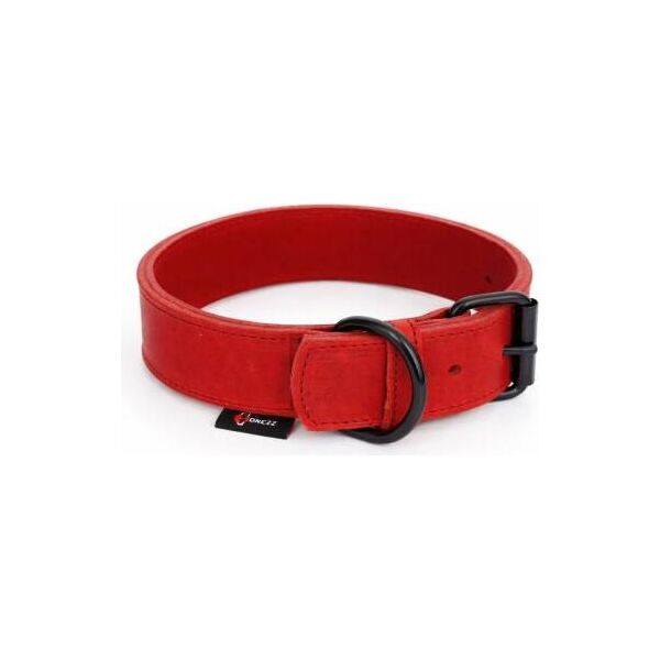 vHalsband vetleer - Dubbel gestikt - Rood - Diverse afmetingen