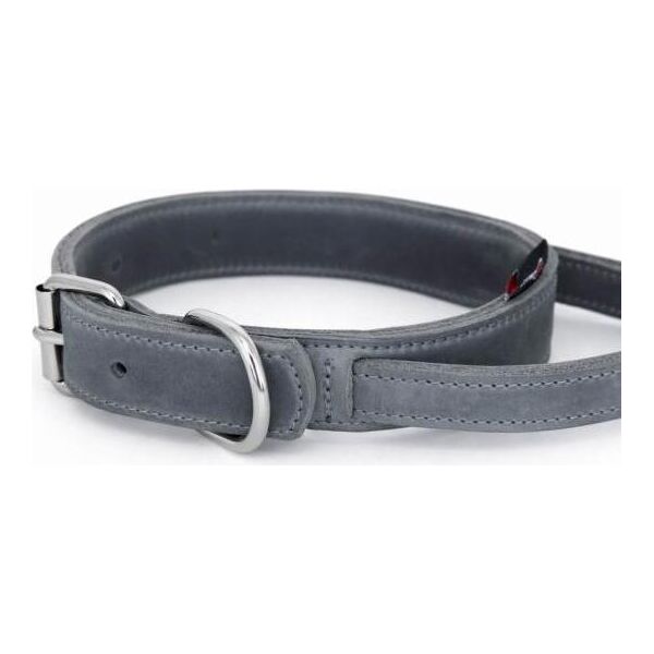 Bonezz halsband vetleer - Met handgreep - Grijs - Diverse afmetingen