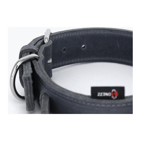 Bonezz halsband vetleer - Met handgreep - Grijs - Diverse afmetingen